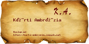 Kürti Ambrózia névjegykártya